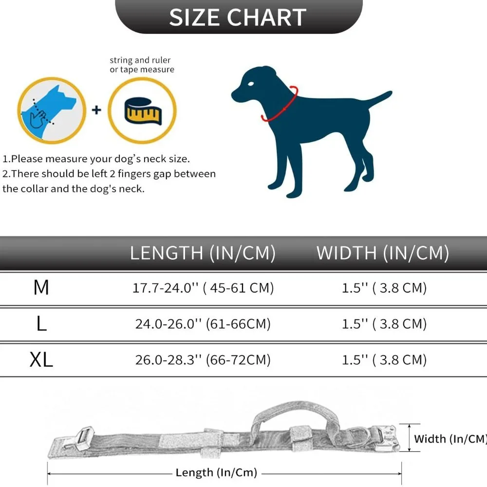 Size M SunteeLon Tactical Dog Collars Adjustable Thick Nylon Dog Collar with Ha…